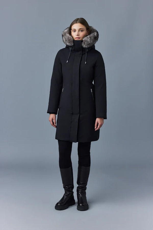 MACKAGE SHILOH-SH - 2-in-1 fitted down coat with removable bib and sheepskin - Boutique Bubbles