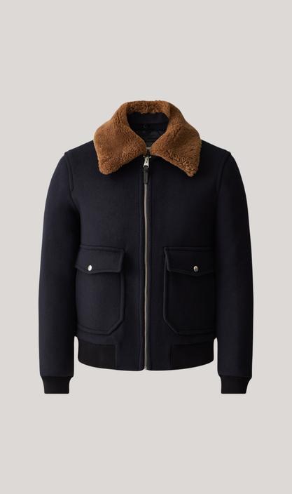 MACKAGE THEO Z - wool bomber jacket with shearling collar - Boutique Bubbles