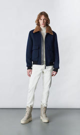 MACKAGE THEO Z - wool bomber jacket with shearling collar - Boutique Bubbles