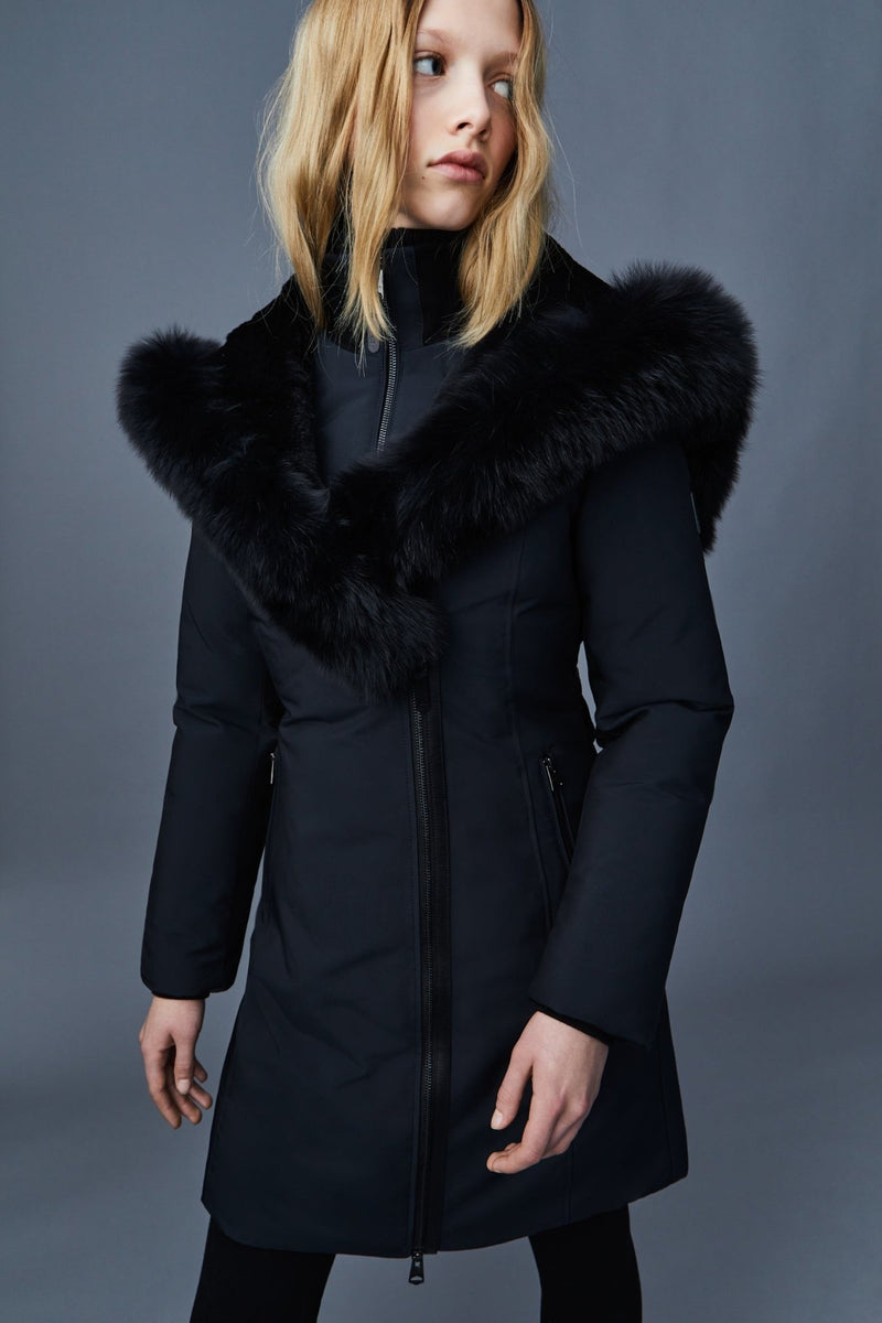 MACKAGE TRISH-BX - down coat with blue fox fur Signature Mackage Collar - Boutique Bubbles