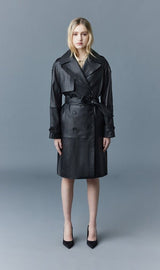 MACKAGE TRISHA L - leather trench coat with sash belt - Boutique Bubbles