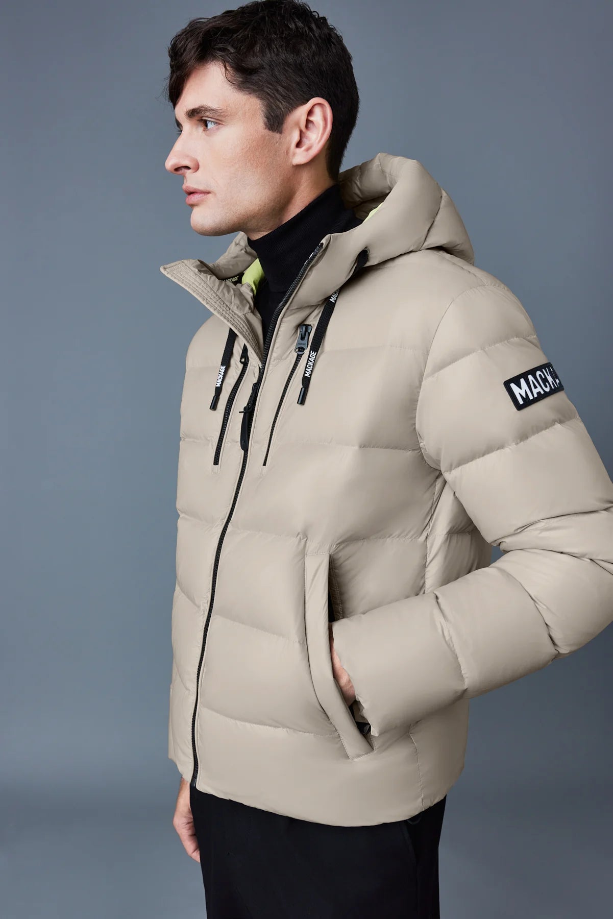 MACKAGE VICTOR - lustrous light down jacket with hood for men - Boutique Bubbles