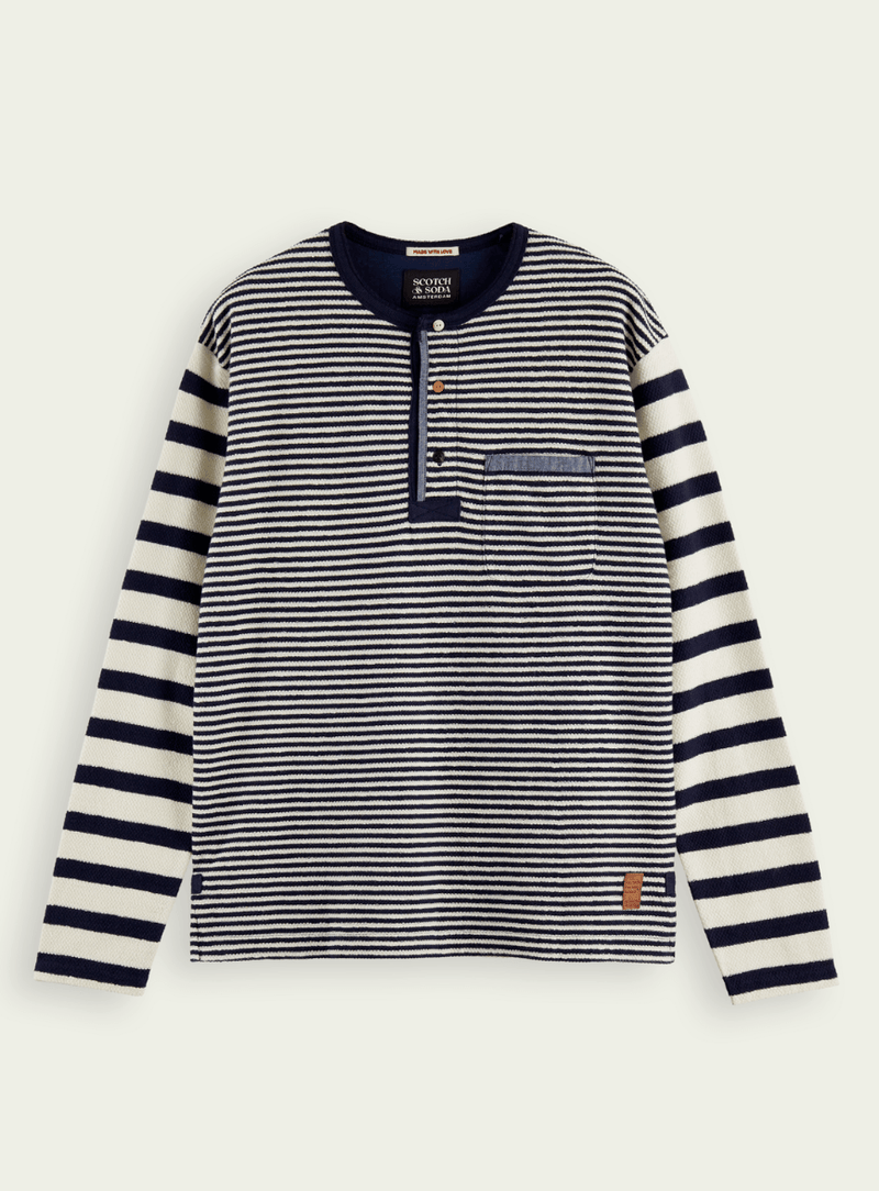 SCOTCH&SODA Structured Long-Sleeved Grandad T-shirt in Organic Cotton - Boutique Bubbles