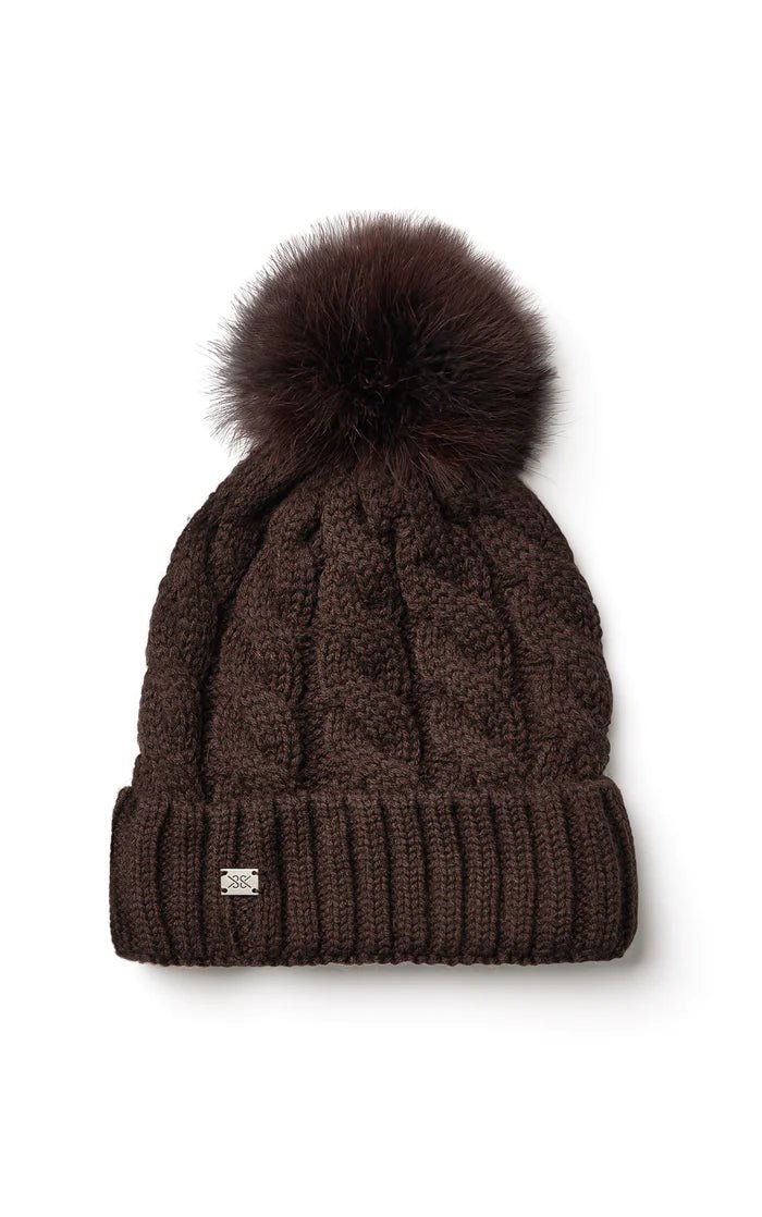 SOIA&KYO AMALIE TN - cable-knit hat with matching removable pompom - Boutique Bubbles