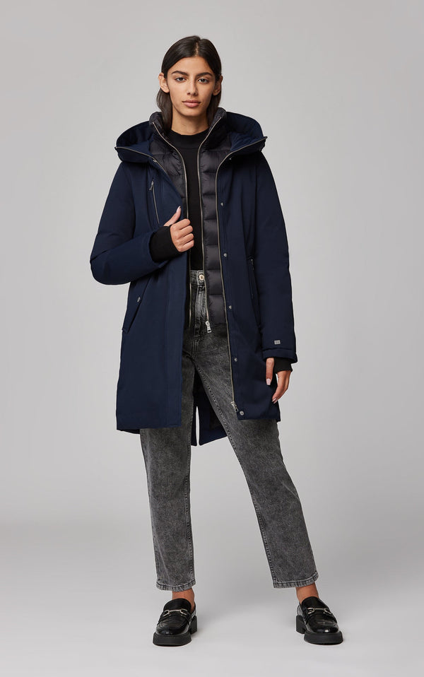 SOIA&KYO BELINA-ES- mid-length classic down coat with puffy bib - Boutique Bubbles