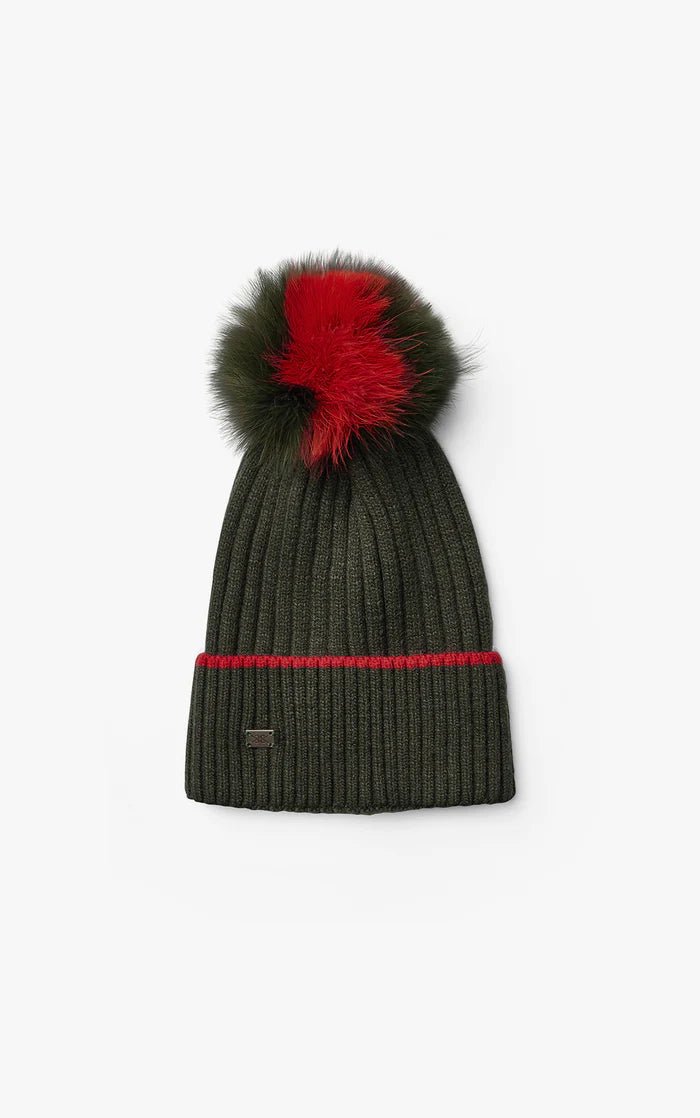 SOIA&KYO CIEL - rib knit hat with removable feather pom pom - Boutique Bubbles