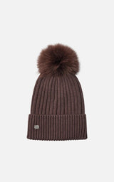 SOIA&KYO CIEL - rib knit hat with removable feather pom pom - Boutique Bubbles